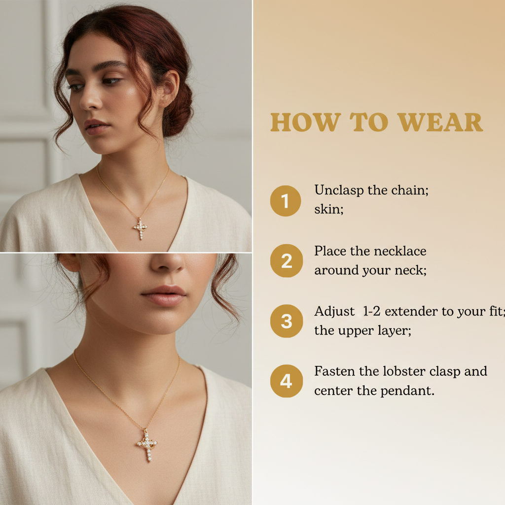 Novelle's Upgraded Crown Cross Necklace for Women, 14K Gold Plated Crown Cross Pendant Necklace, Non-Tarnish Faith Jewelry for Women, Christian Religious Gifts